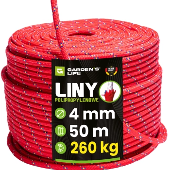 Lina polipropylenowa 4mm 50-300m , 260 kg, MOCNA linka sznur PREMIUM