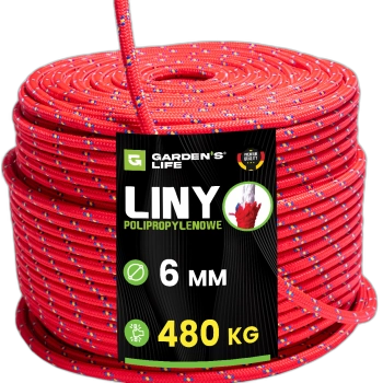 Lina polipropylenowa 6mm 30-200m , 480 kg, MOCNA linka sznur PREMIUM